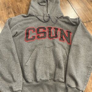 Cal State Northridge Matadors CSUN Hooded Sweatshirt  SM Gray‎ Red Champion